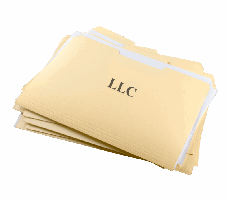 creacion de empresas internacionales Stack of yellow file folders labeled LLC